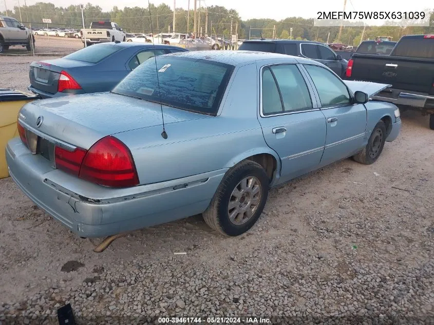 2005 Mercury Grand Marquis VIN: 2MEFM75W85X631039 Lot: 39461744