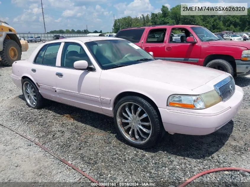 2005 Mercury Grand Marquis Gs VIN: 2MEFM74W55X626320 Lot: 39889183