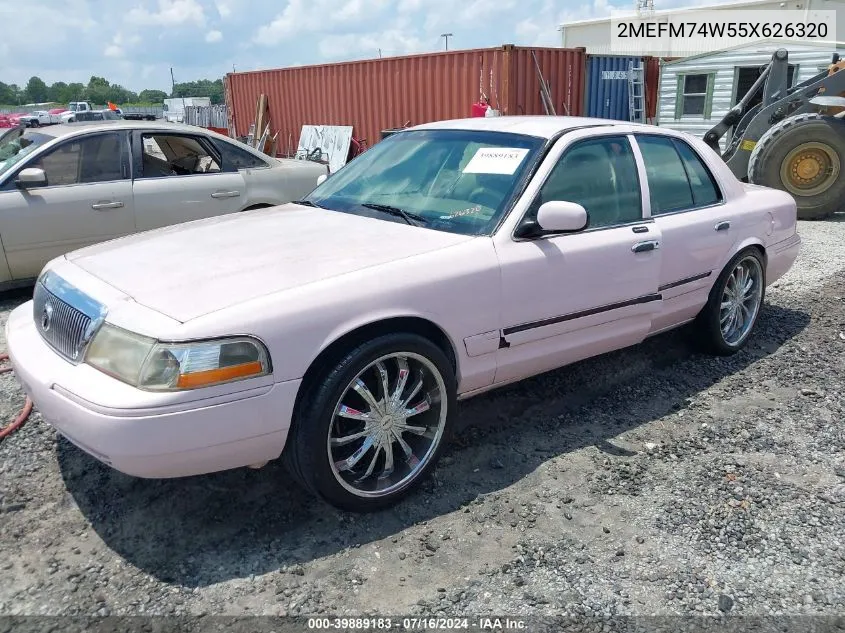 2005 Mercury Grand Marquis Gs VIN: 2MEFM74W55X626320 Lot: 39889183