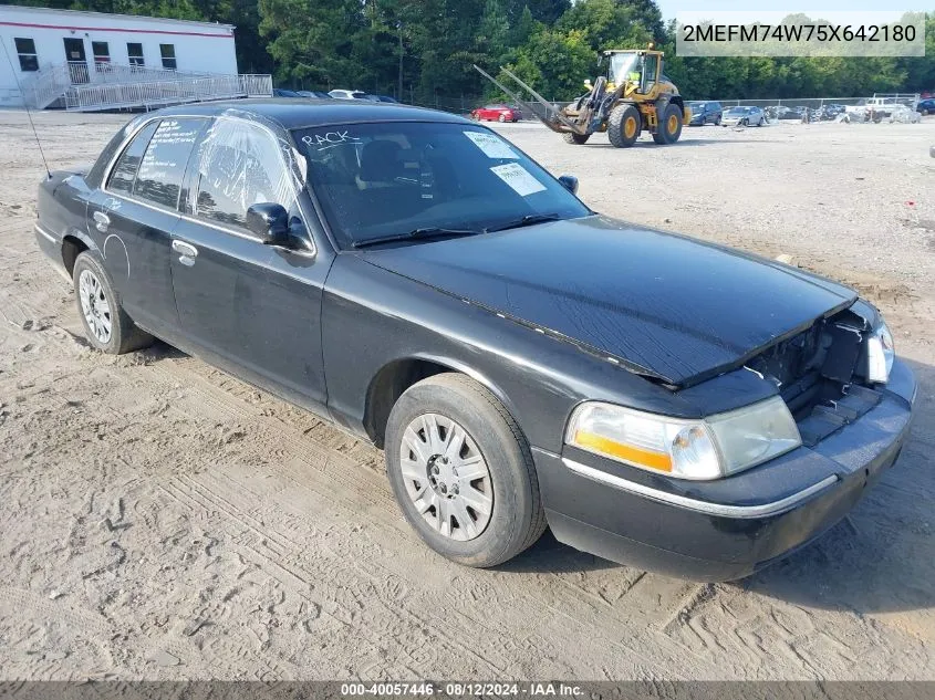 2005 Mercury Grand Marquis Gs VIN: 2MEFM74W75X642180 Lot: 40057446