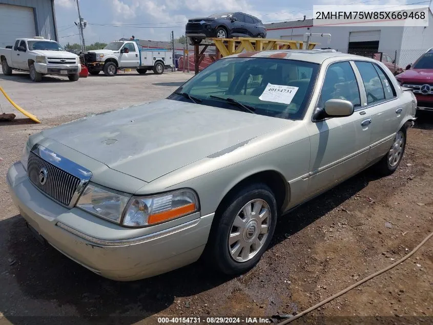 2005 Mercury Grand Marquis Ls/Lse VIN: 2MHFM75W85X669468 Lot: 40154731