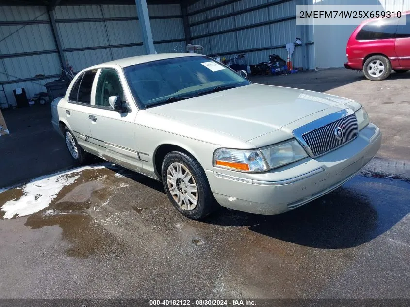 2005 Mercury Grand Marquis Gs VIN: 2MEFM74W25X659310 Lot: 40182122