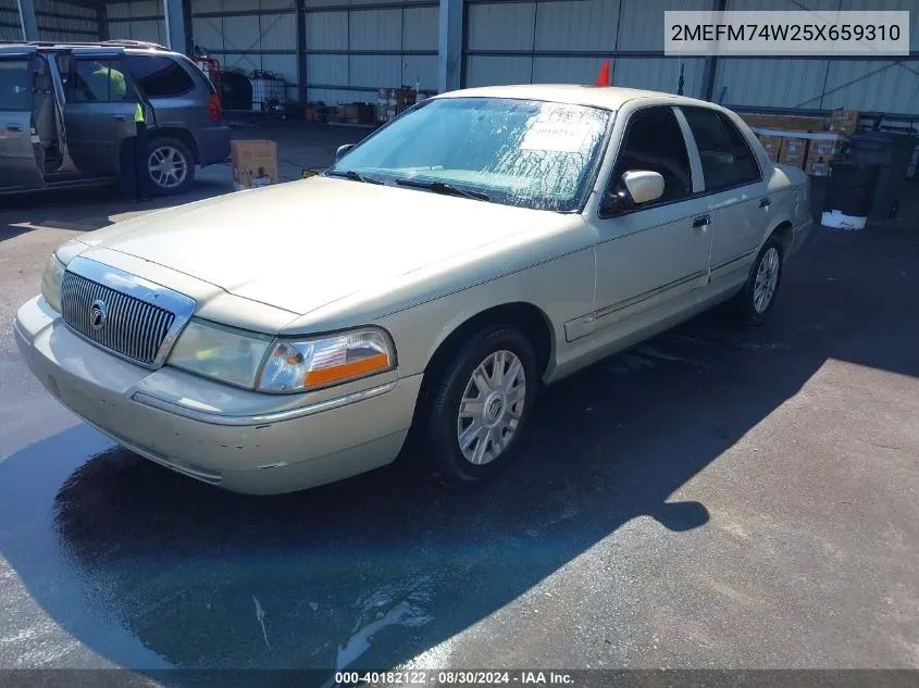 2005 Mercury Grand Marquis Gs VIN: 2MEFM74W25X659310 Lot: 40182122