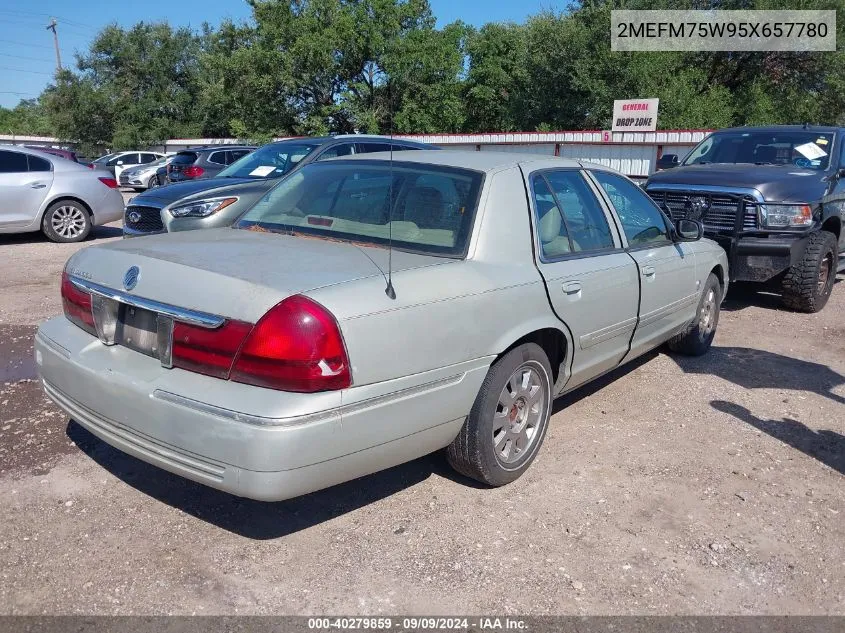 2005 Mercury Grand Marquis Ls/Lse VIN: 2MEFM75W95X657780 Lot: 40279859