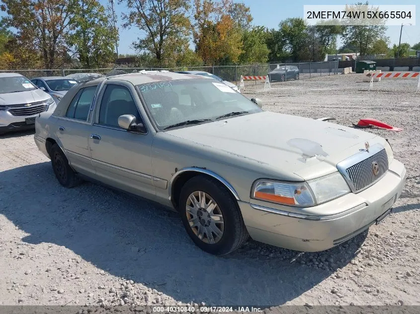 2005 Mercury Grand Marquis Gs VIN: 2MEFM74W15X665504 Lot: 40310840