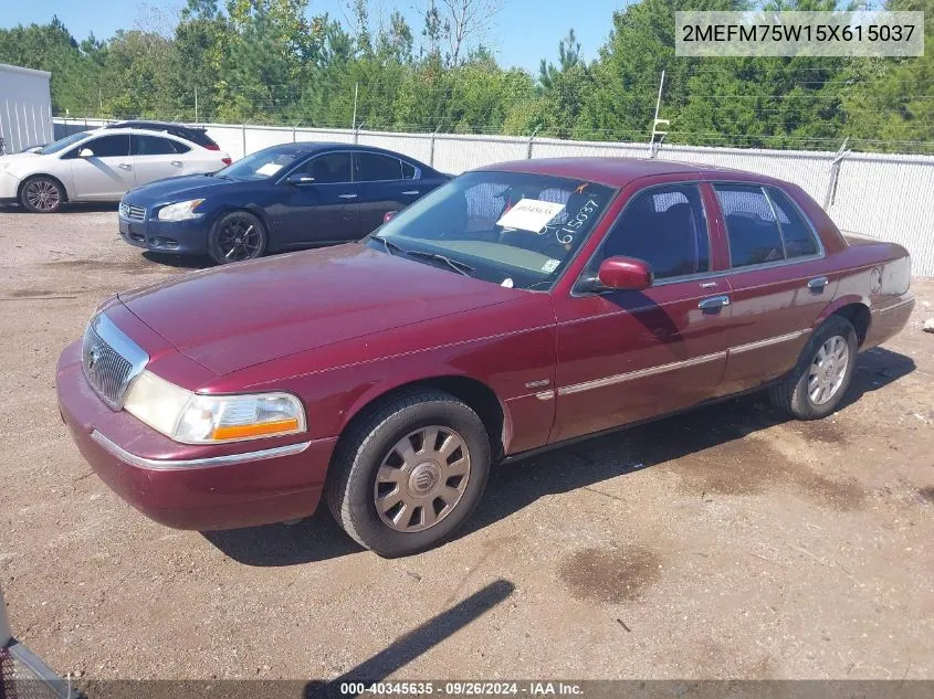 2005 Mercury Grand Marquis Ls/Lse VIN: 2MEFM75W15X615037 Lot: 40345635