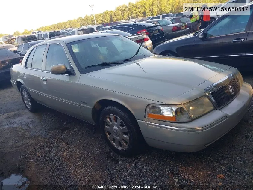 2005 Mercury Grand Marquis Ls/Lse VIN: 2MEFM75W15X650547 Lot: 40389229