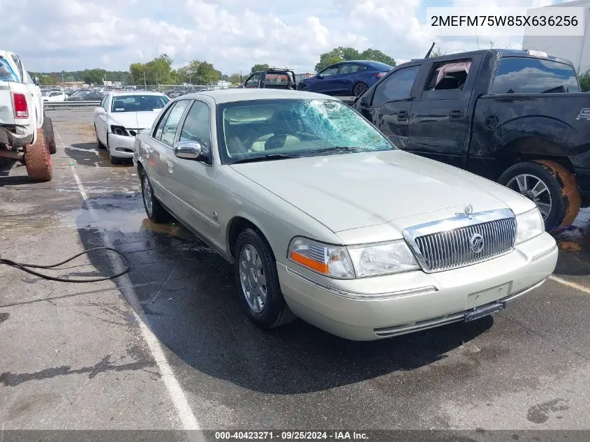 2005 Mercury Grand Marquis Ls/Lse VIN: 2MEFM75W85X636256 Lot: 40423271