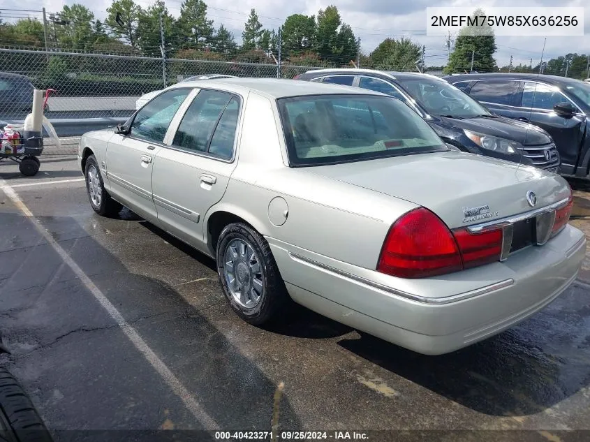 2005 Mercury Grand Marquis Ls/Lse VIN: 2MEFM75W85X636256 Lot: 40423271