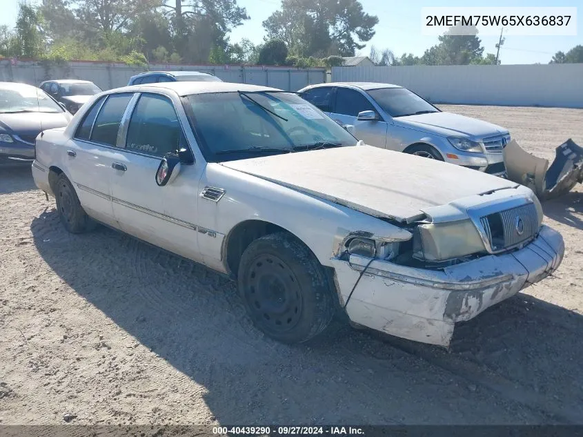 2005 Mercury Grand Marquis Ls/Lse VIN: 2MEFM75W65X636837 Lot: 40439290