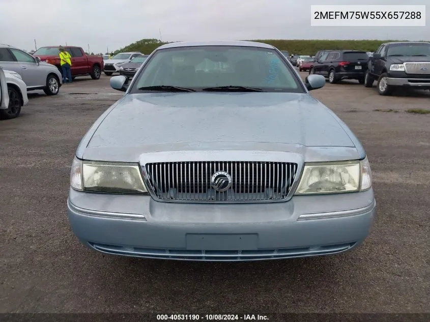 2005 Mercury Grand Marquis Ls VIN: 2MEFM75W55X657288 Lot: 40531190