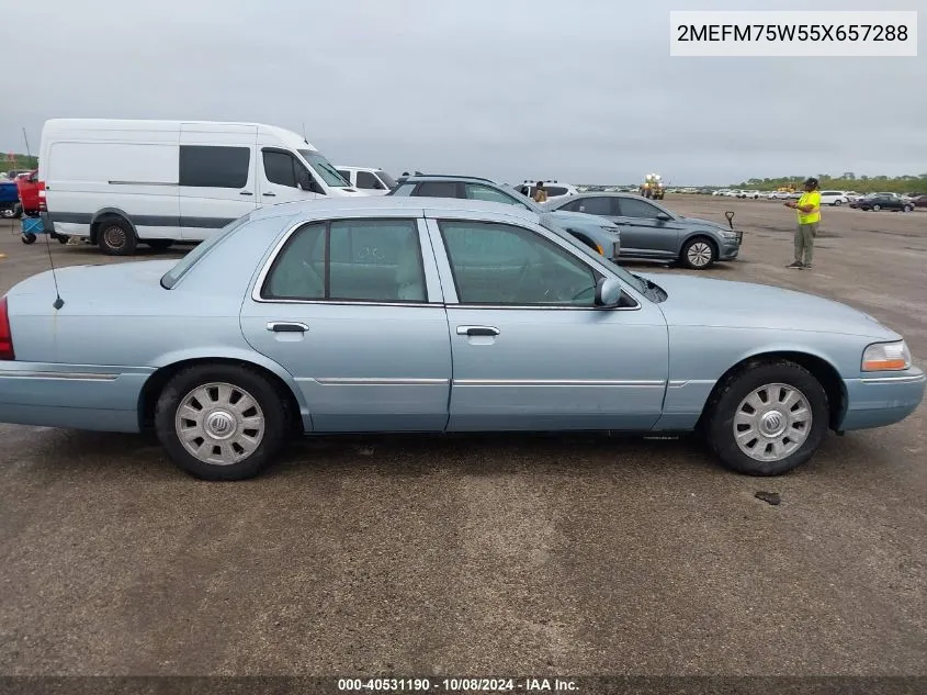 2005 Mercury Grand Marquis Ls VIN: 2MEFM75W55X657288 Lot: 40531190