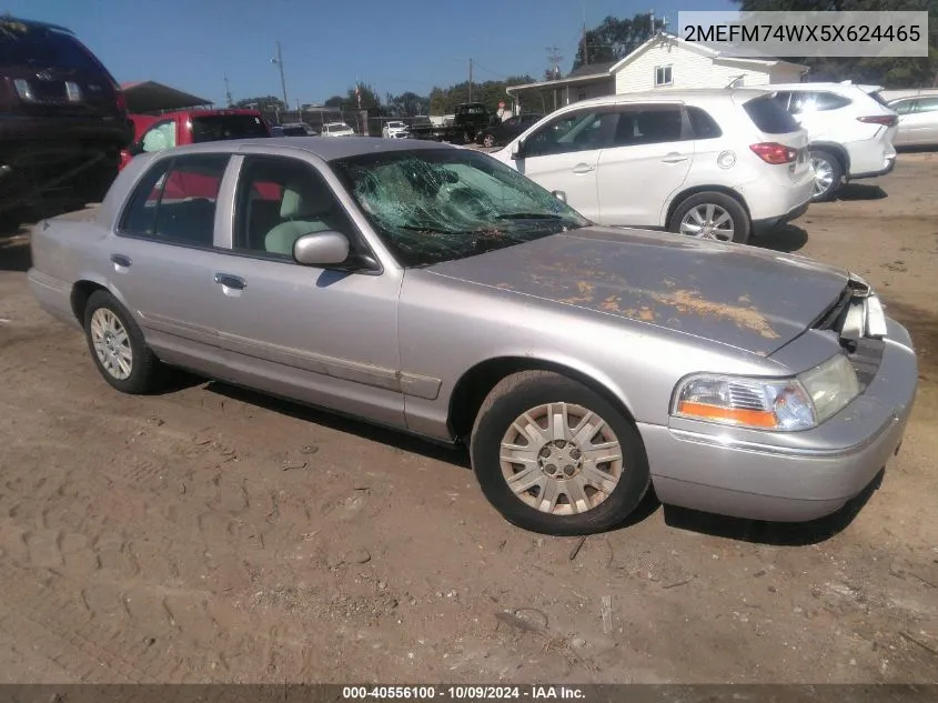 2005 Mercury Grand Marquis Gs VIN: 2MEFM74WX5X624465 Lot: 40556100