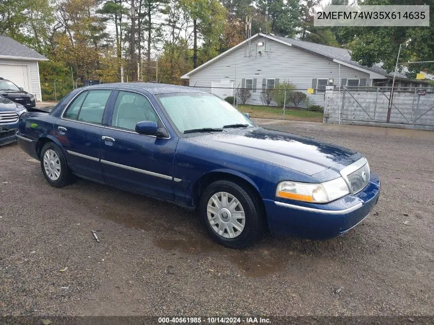 2005 Mercury Grand Marquis Gs VIN: 2MEFM74W35X614635 Lot: 40561985