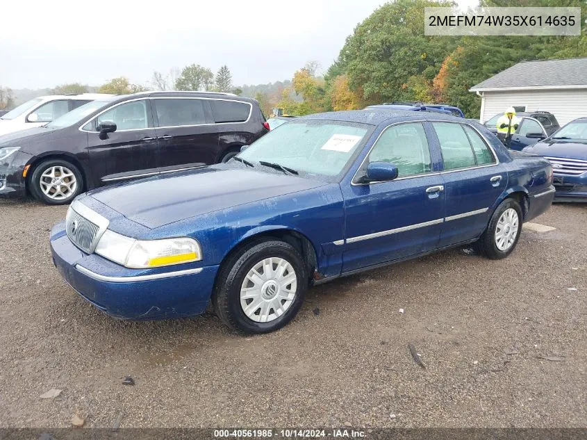 2005 Mercury Grand Marquis Gs VIN: 2MEFM74W35X614635 Lot: 40561985