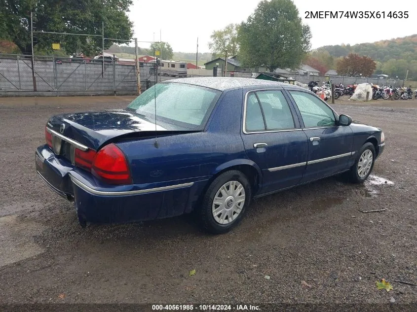 2005 Mercury Grand Marquis Gs VIN: 2MEFM74W35X614635 Lot: 40561985