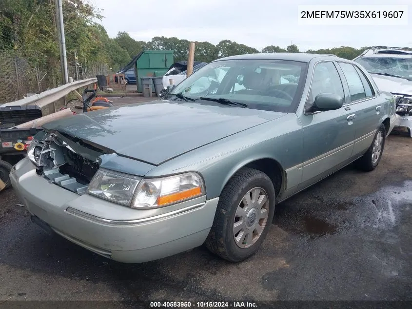 2005 Mercury Grand Marquis Ls/Lse VIN: 2MEFM75W35X619607 Lot: 40583950