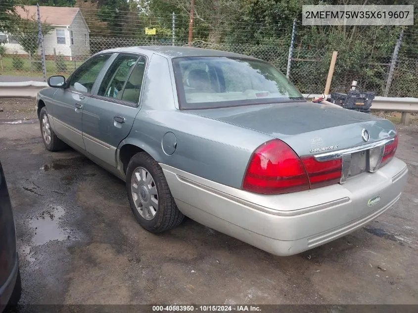 2005 Mercury Grand Marquis Ls/Lse VIN: 2MEFM75W35X619607 Lot: 40583950