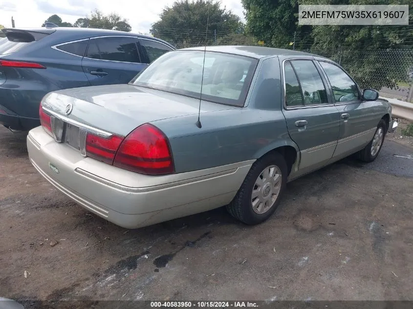 2005 Mercury Grand Marquis Ls/Lse VIN: 2MEFM75W35X619607 Lot: 40583950