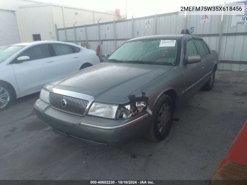 2005 Mercury Grand Marquis Ls/Lse VIN: 2MEFM75W35X618456 Lot: 40602230