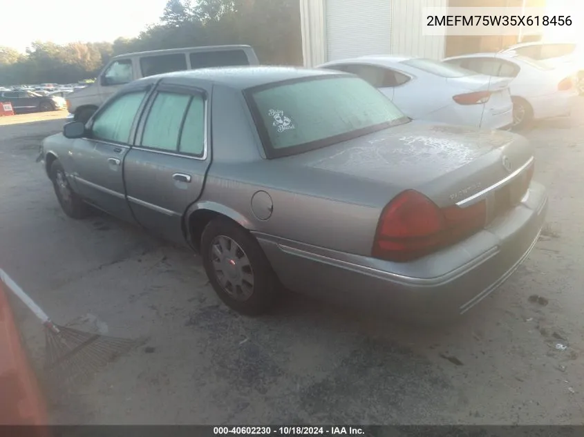 2005 Mercury Grand Marquis Ls/Lse VIN: 2MEFM75W35X618456 Lot: 40602230