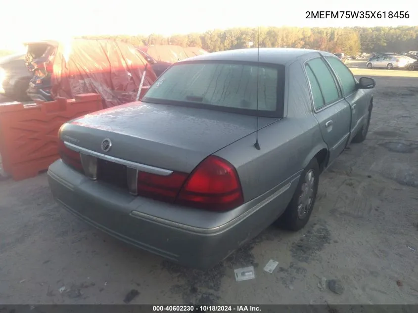 2005 Mercury Grand Marquis Ls/Lse VIN: 2MEFM75W35X618456 Lot: 40602230