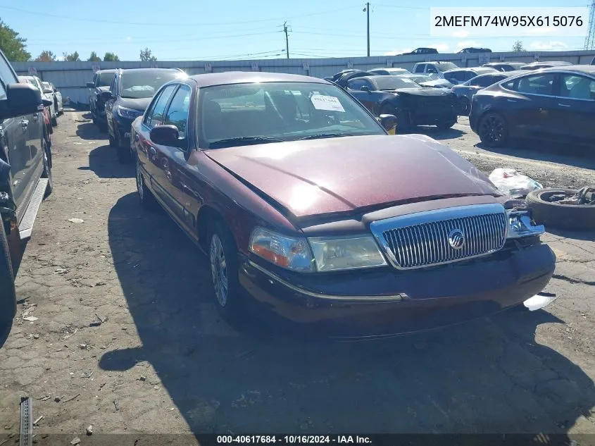 2005 Mercury Grand Marquis Gs VIN: 2MEFM74W95X615076 Lot: 40617684