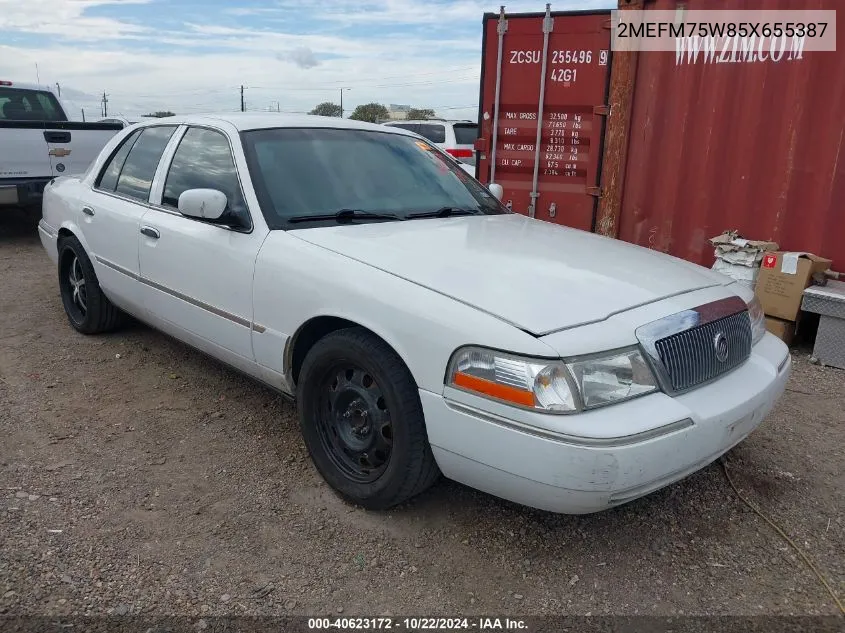 2005 Mercury Grand Marquis Ls/Lse VIN: 2MEFM75W85X655387 Lot: 40623172