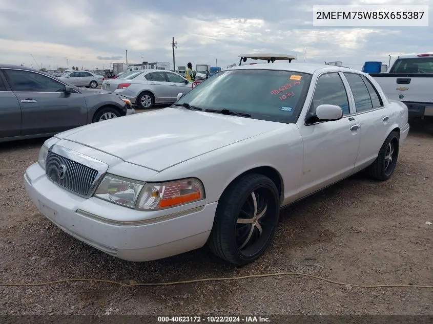 2005 Mercury Grand Marquis Ls/Lse VIN: 2MEFM75W85X655387 Lot: 40623172