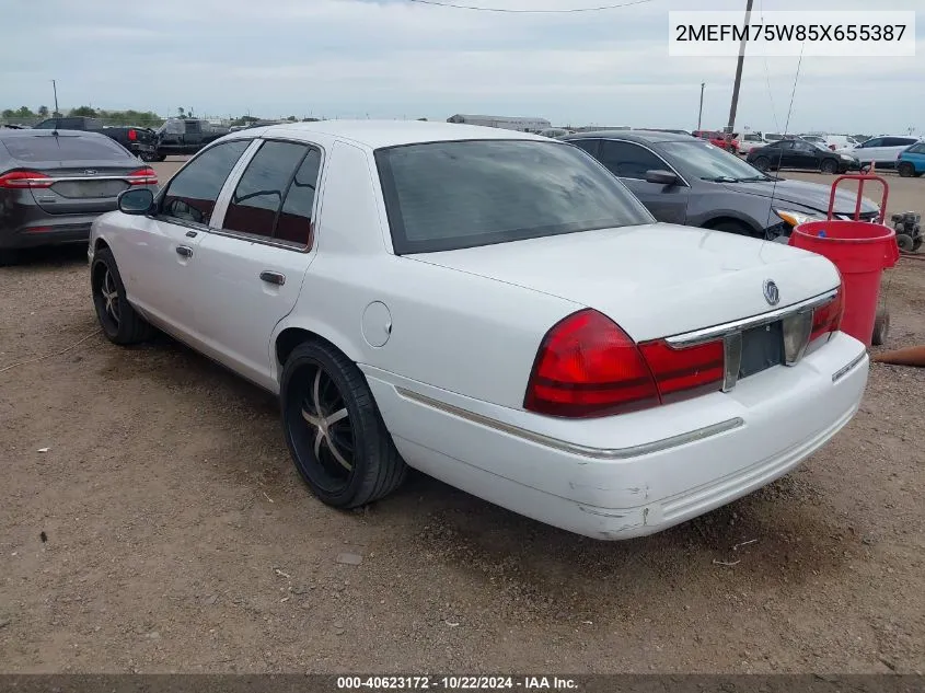 2005 Mercury Grand Marquis Ls/Lse VIN: 2MEFM75W85X655387 Lot: 40623172