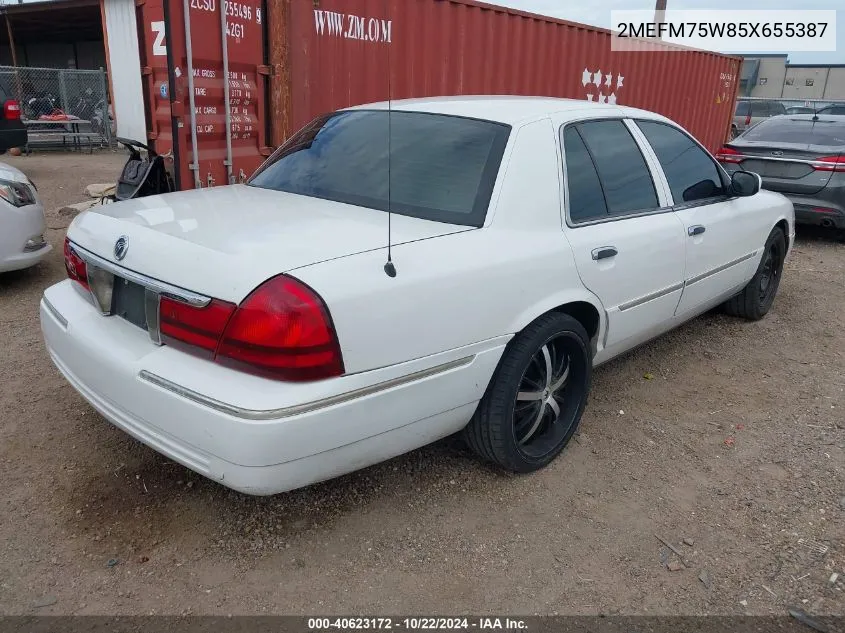 2005 Mercury Grand Marquis Ls/Lse VIN: 2MEFM75W85X655387 Lot: 40623172