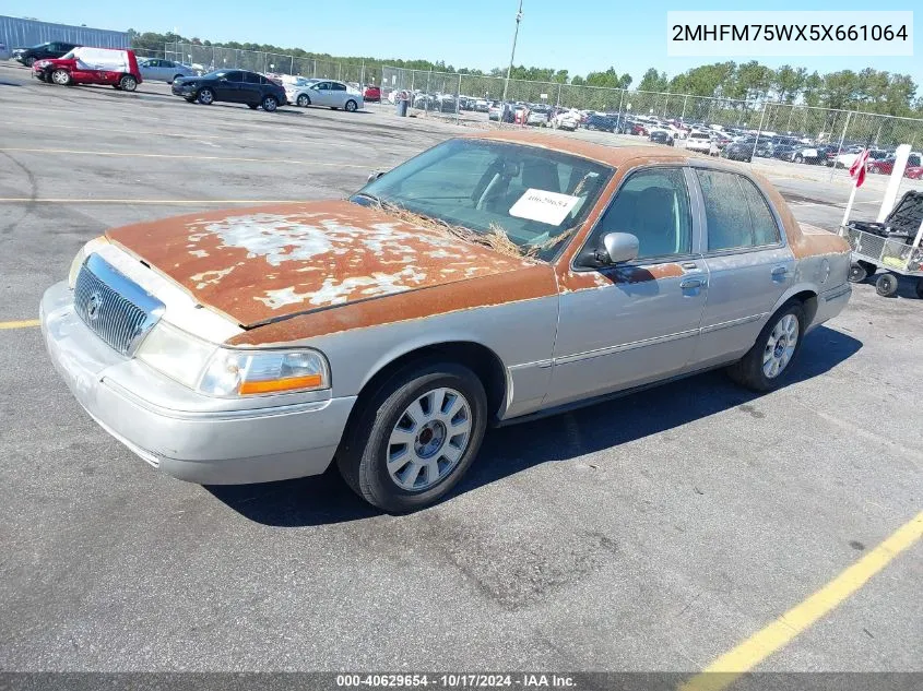 2005 Mercury Grand Marquis Ls/Lse VIN: 2MHFM75WX5X661064 Lot: 40629654