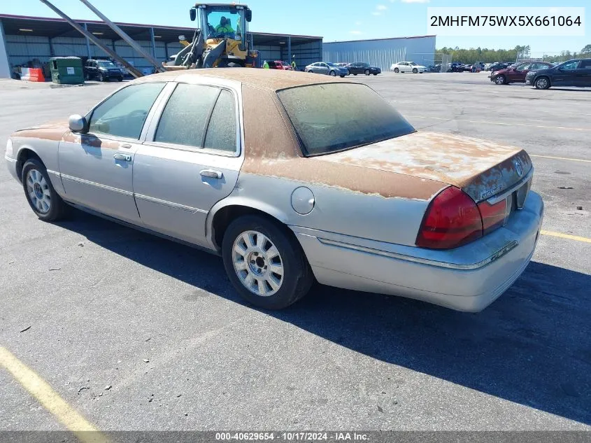 2005 Mercury Grand Marquis Ls/Lse VIN: 2MHFM75WX5X661064 Lot: 40629654