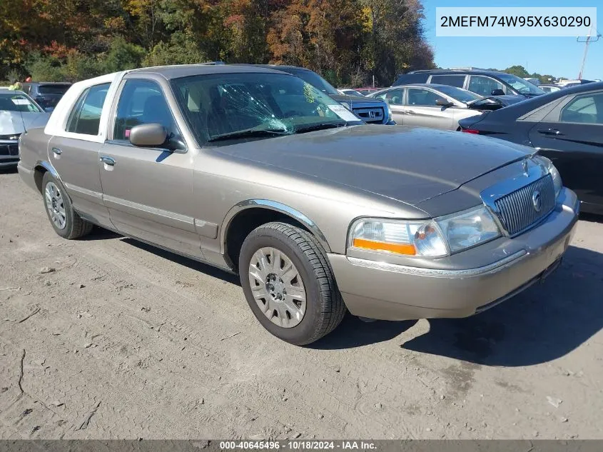 2005 Mercury Grand Marquis Gs VIN: 2MEFM74W95X630290 Lot: 40645496