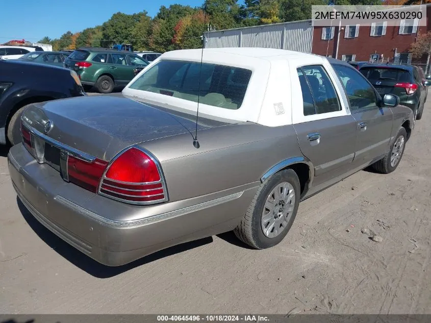 2005 Mercury Grand Marquis Gs VIN: 2MEFM74W95X630290 Lot: 40645496