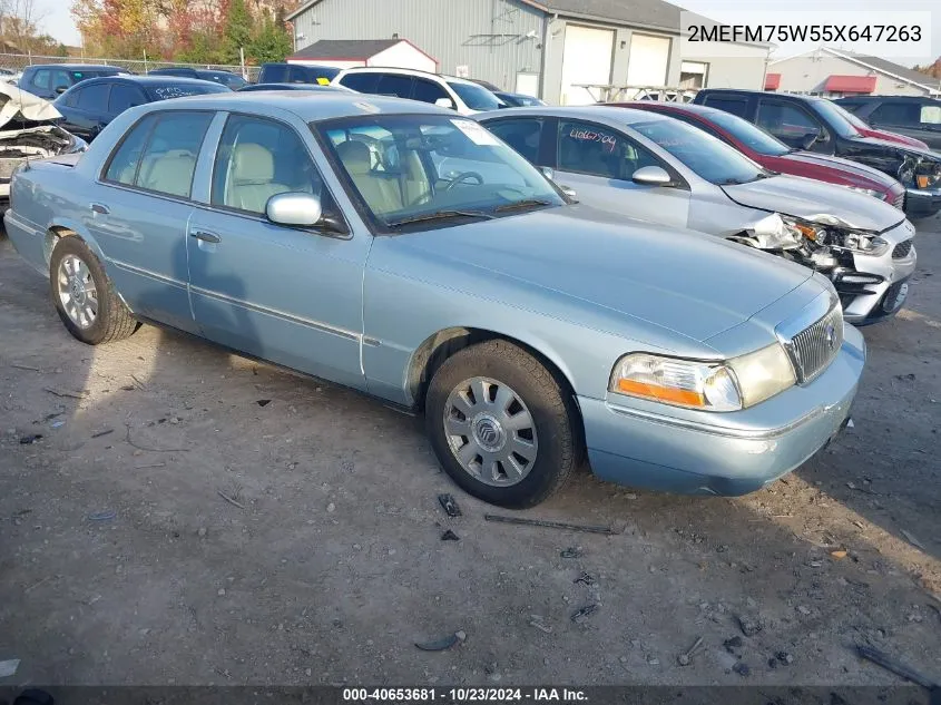 2005 Mercury Grand Marquis Ls/Lse VIN: 2MEFM75W55X647263 Lot: 40653681