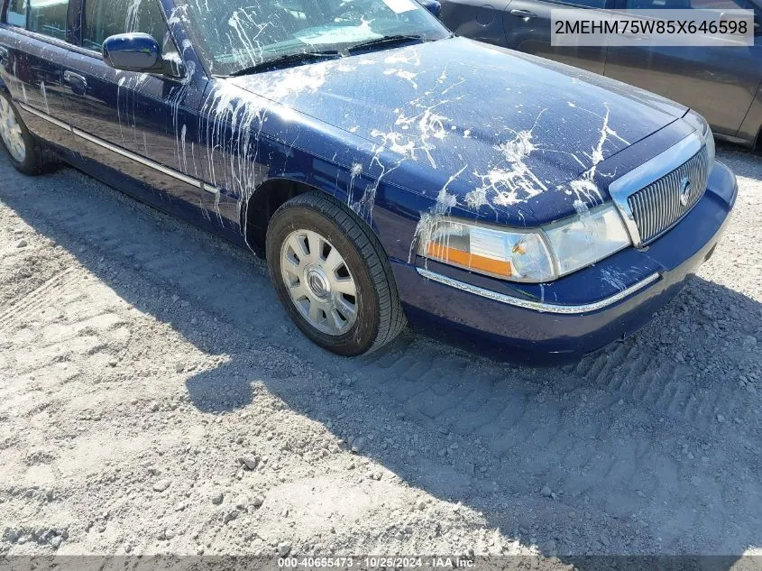 2005 Mercury Grand Marquis Ls/Lse VIN: 2MEHM75W85X646598 Lot: 40655473