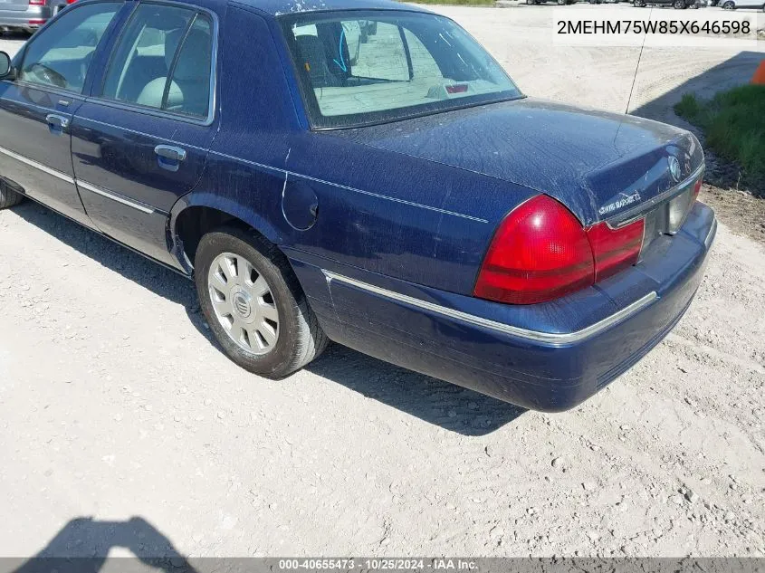 2005 Mercury Grand Marquis Ls/Lse VIN: 2MEHM75W85X646598 Lot: 40655473