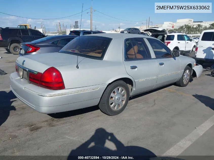 2005 Mercury Grand Marquis Ls/Lse VIN: 2MEFM75W25X633062 Lot: 40732594