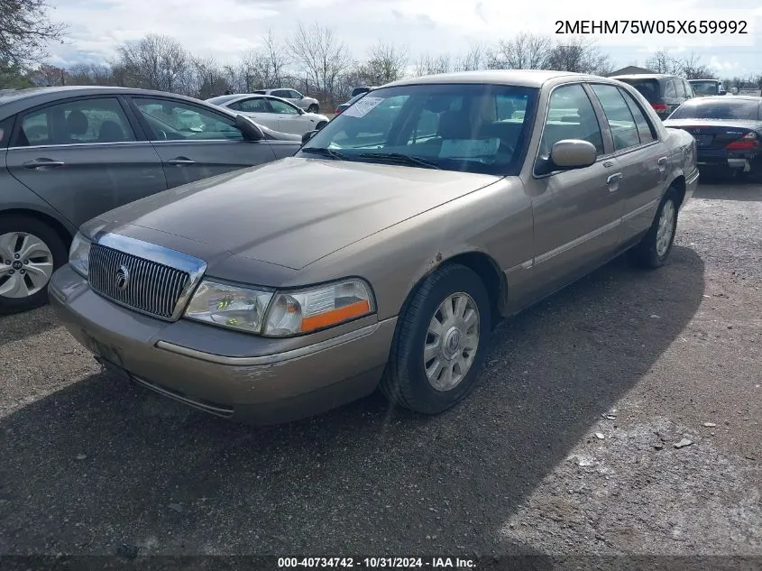 2005 Mercury Grand Marquis VIN: 2MEHM75W05X659992 Lot: 40734742