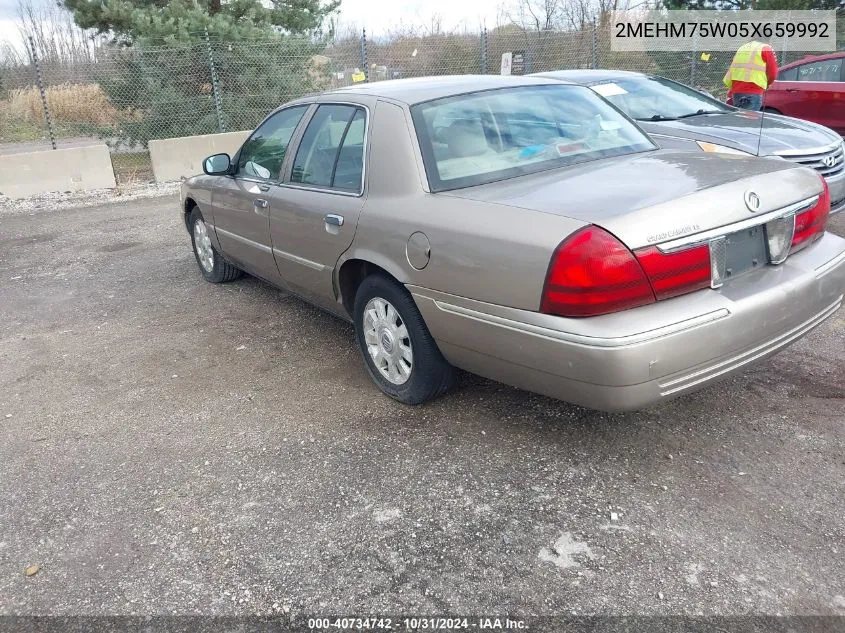 2005 Mercury Grand Marquis VIN: 2MEHM75W05X659992 Lot: 40734742