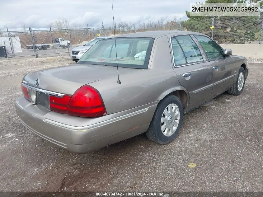 2005 Mercury Grand Marquis VIN: 2MEHM75W05X659992 Lot: 40734742