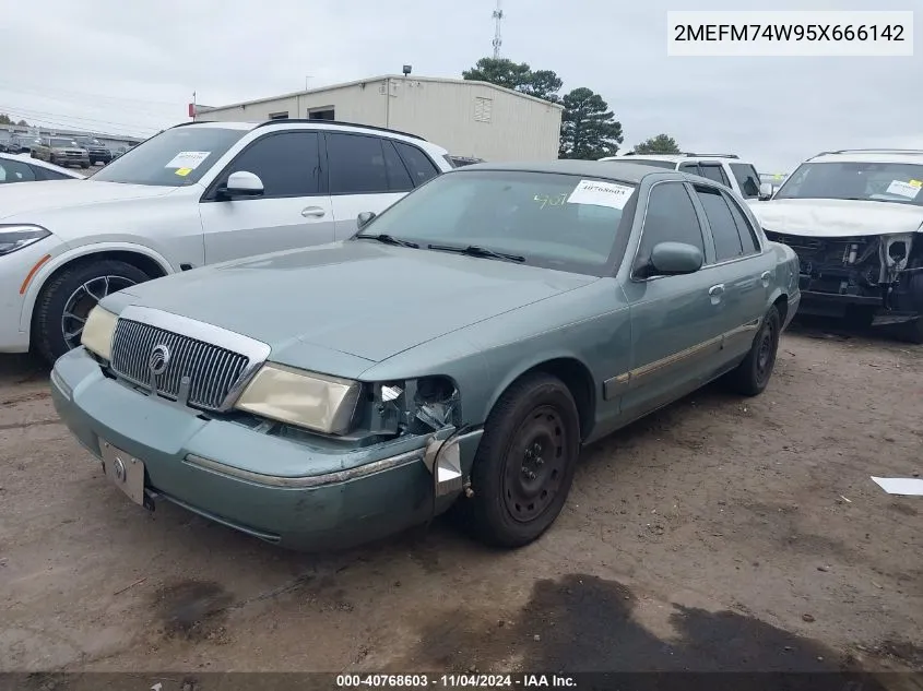 2005 Mercury Grand Marquis Gs VIN: 2MEFM74W95X666142 Lot: 40768603