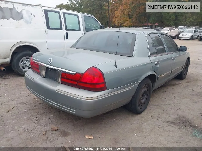 2005 Mercury Grand Marquis Gs VIN: 2MEFM74W95X666142 Lot: 40768603