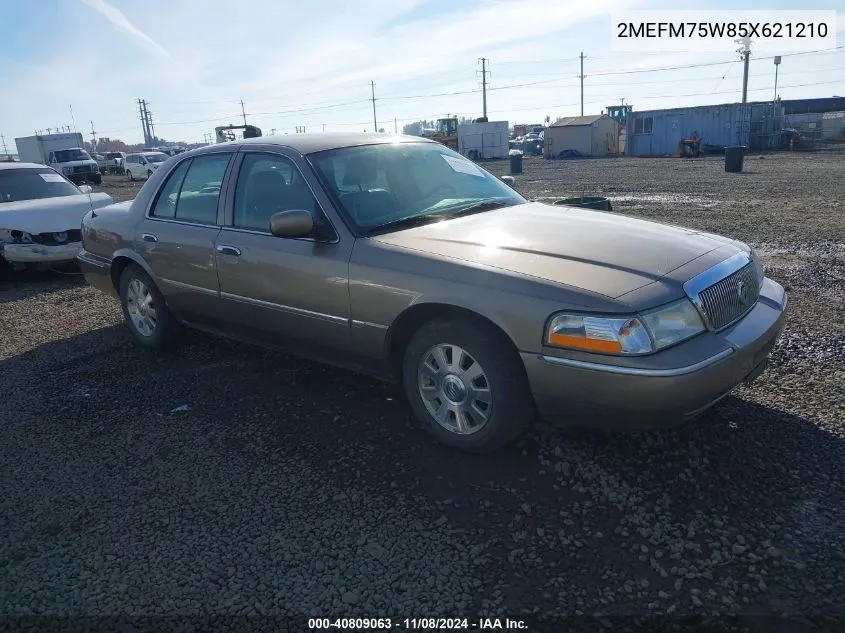 2005 Mercury Grand Marquis Ls/Lse VIN: 2MEFM75W85X621210 Lot: 40809063