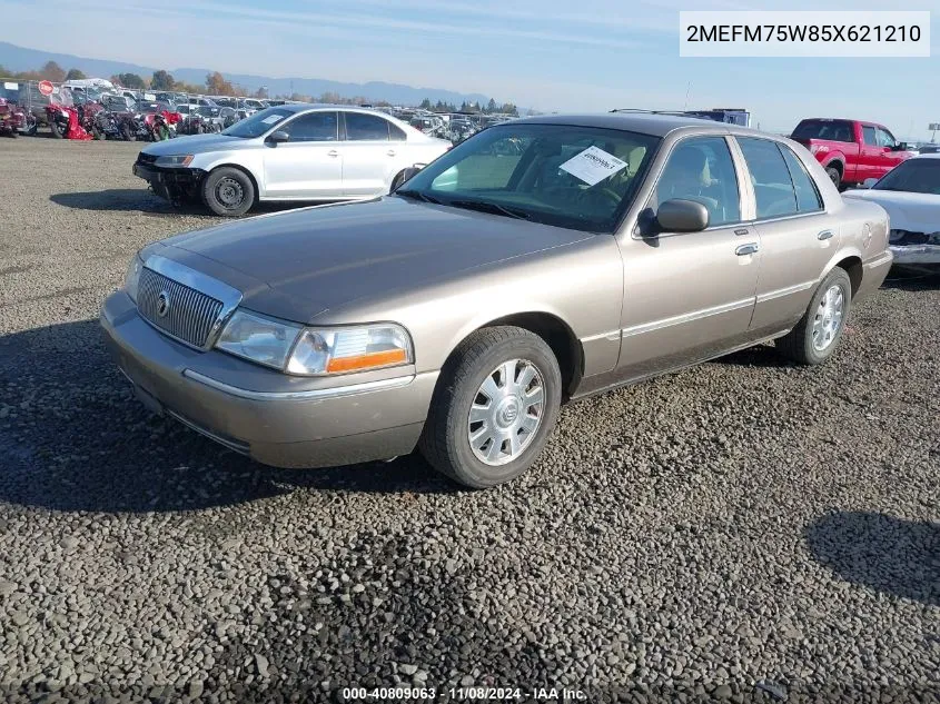 2005 Mercury Grand Marquis Ls/Lse VIN: 2MEFM75W85X621210 Lot: 40809063