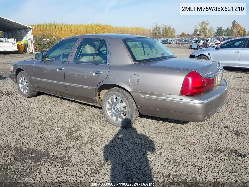 2005 Mercury Grand Marquis Ls/Lse VIN: 2MEFM75W85X621210 Lot: 40809063