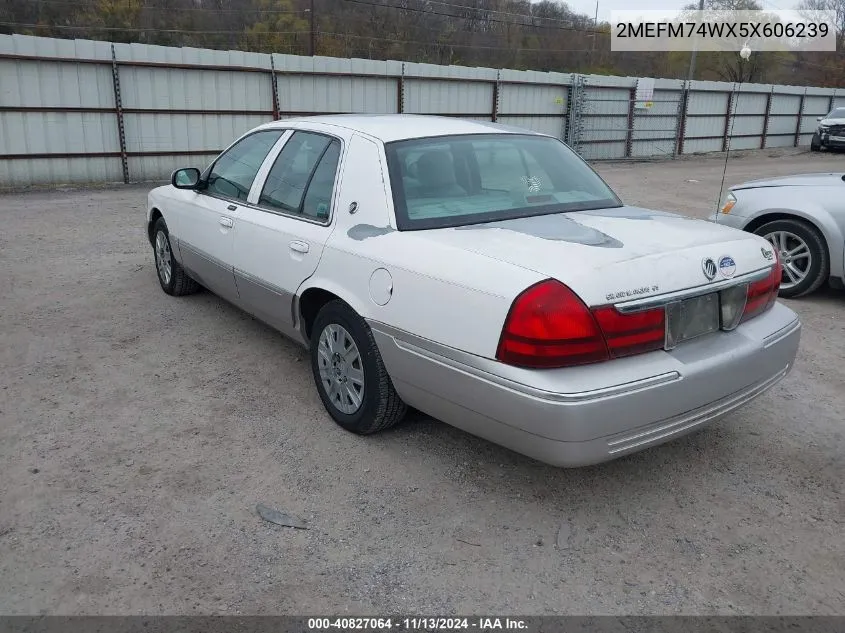 2005 Mercury Grand Marquis Gs VIN: 2MEFM74WX5X606239 Lot: 40827064