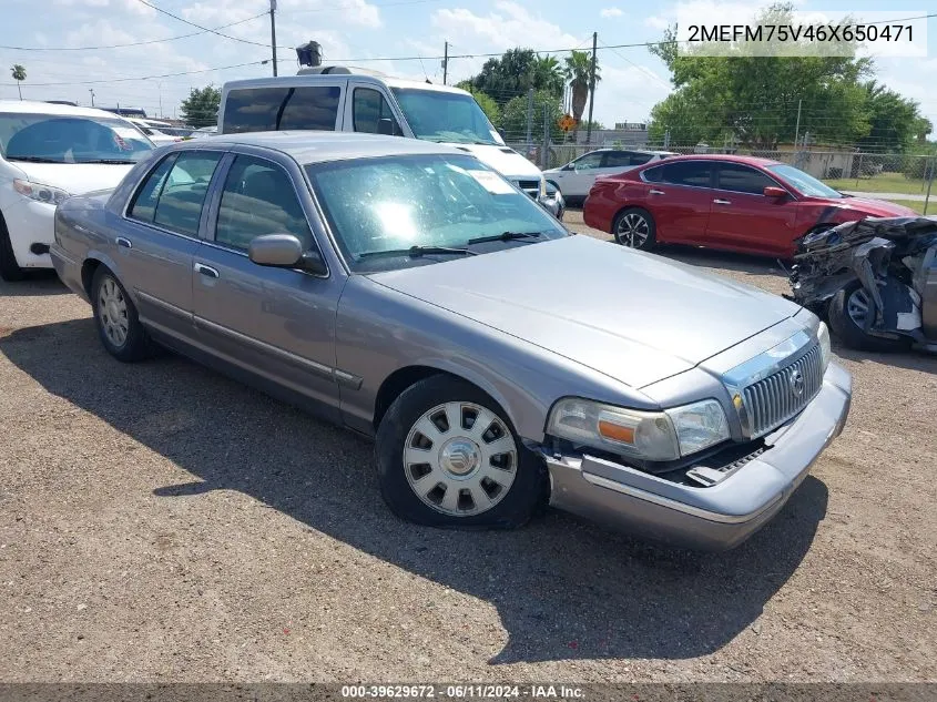 2006 Mercury Grand Marquis Ls VIN: 2MEFM75V46X650471 Lot: 39629672