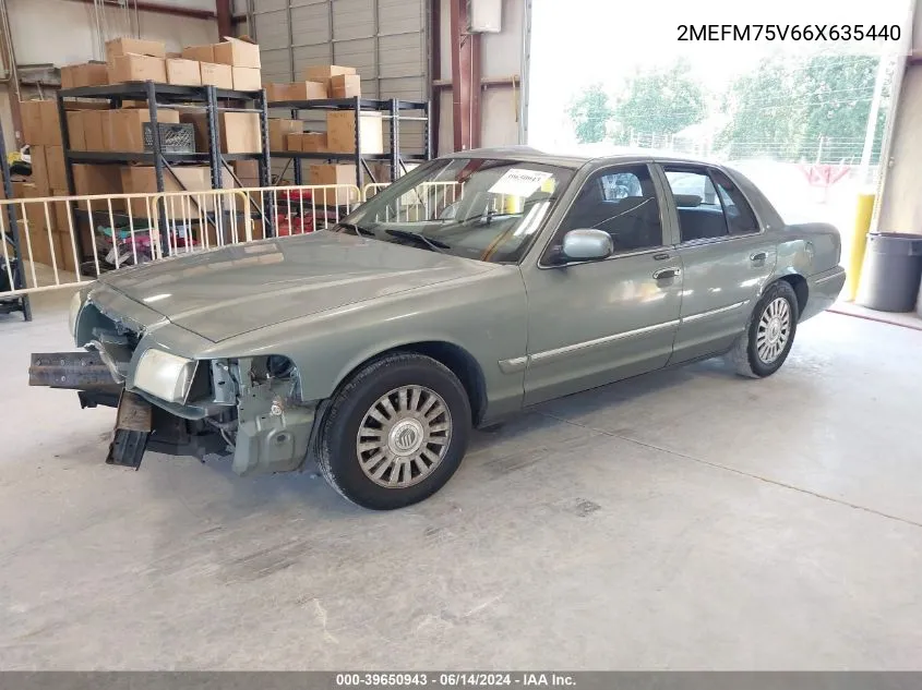 2006 Mercury Grand Marquis Ls VIN: 2MEFM75V66X635440 Lot: 39650943